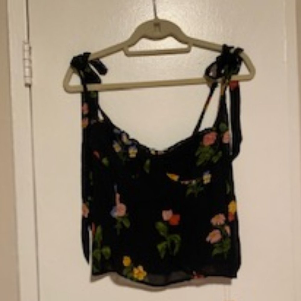 Black Floral Reformation Tank Top size 8
